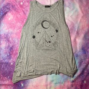 Gray and Black Moon Poolhouse Tank Top